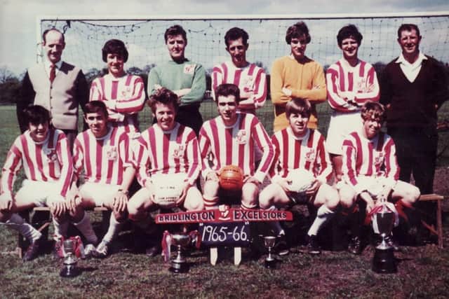 Bridlington Excelsiors with a haul of cups in 1966.