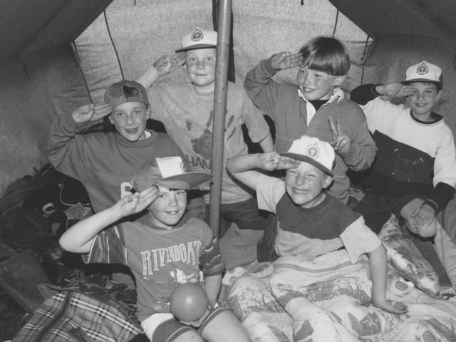 Hunmanby Cub Scouts pictured on a weekend camp at Barff Farm in Hunmanby in June 1995. From left, Matthew and Albert Thundercliffe, David Taylor, James Peacock; front, Christopher Holah, and Shaun Klasnekov.