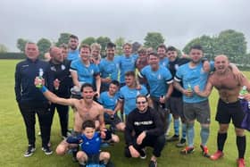 Bridlington Rovers celebrate their Right Car East Riding County League Championship title after their 8-0 win at Langtoft.