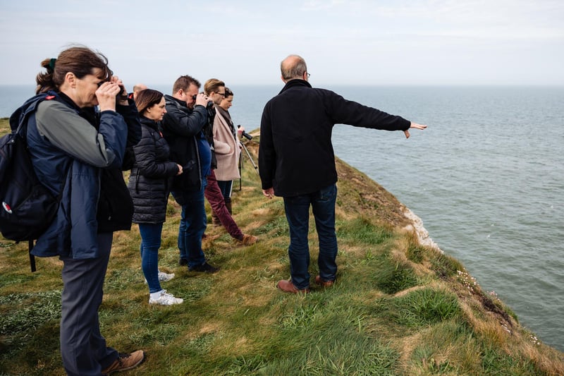 Visitors can take part in 'Peering at Puffins' from the clifftop with Yorkshire Wildlife Trust's expert volunteers, as part of a guided walk.