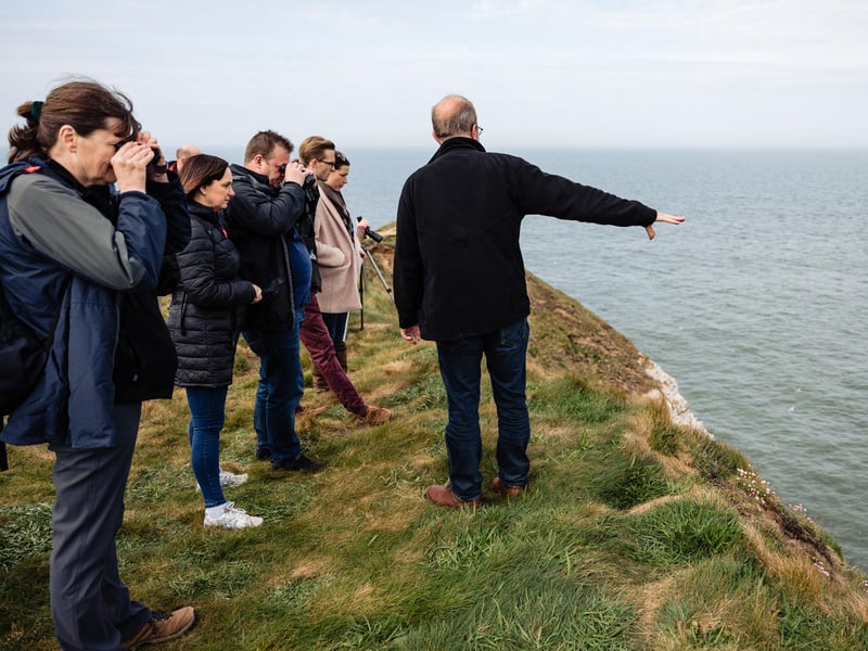 Visitors can take part in 'Peering at Puffins' from the clifftop with Yorkshire Wildlife Trust's expert volunteers, as part of a guided walk.