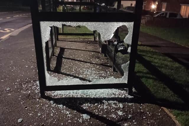 The bus stop was vandalised in the evening, police said. (Photo: North Yorkshire Police)