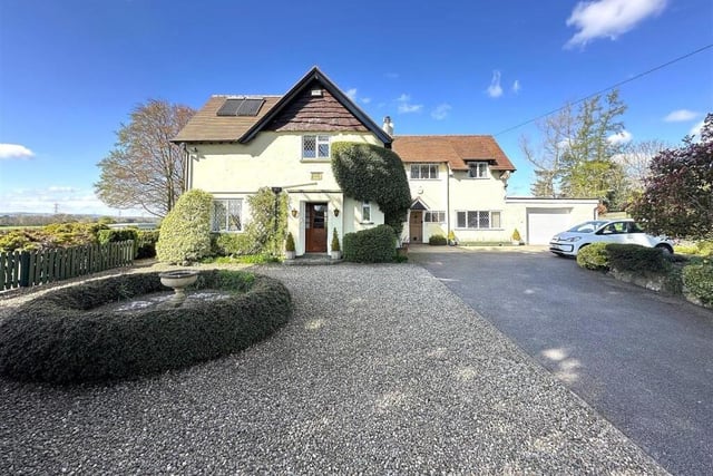 A front view of the unique family home.