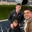 Tiernan, Caelan and dad Nick at Headingley to watch a Leeds Rhinos match