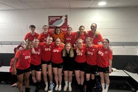 SFS Women's U21s celebrate beating UFCA 4-1.