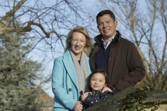 Epsom College head Emma Pattison, 45, her husband George, 39, and their daughter Lettie, seven.
