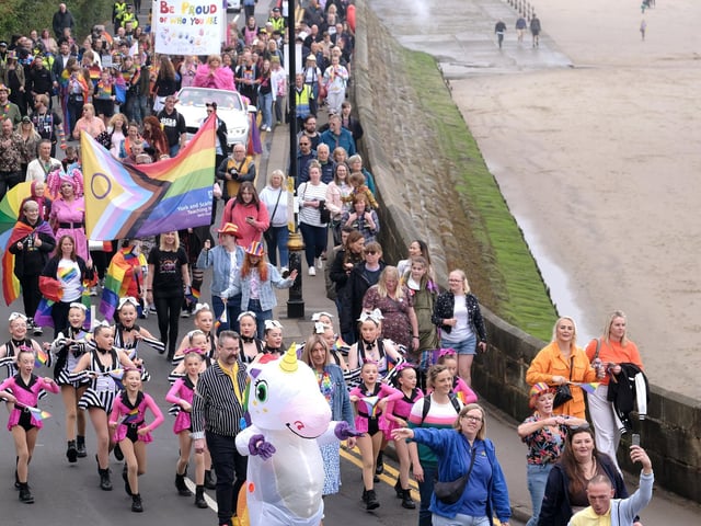 The parade arrives at Scarborough Spa