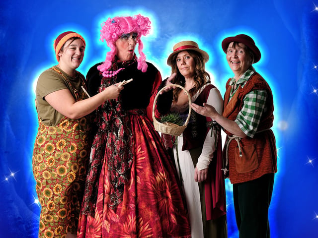 Peggy can't resist a bargain! Wally (Kirsty Dixon), Peggy Pumpernickel (Martin McLachlan), Nut-Meg (Fiona Sellers), Basil (Gill Locker).
Photography by The Artistic Lens; Digital Design by Si James.