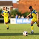 Alex Brown in action for Boro at Beverley Town. Photo by Zach Forster