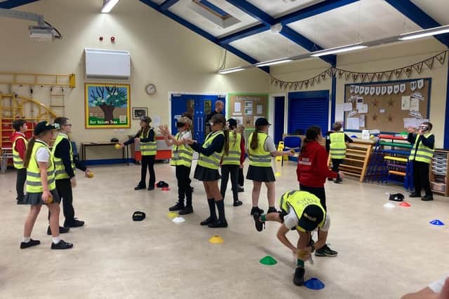 The children quickly realised how much harder it was to complete simple tasks when wearing 'beer goggles'.