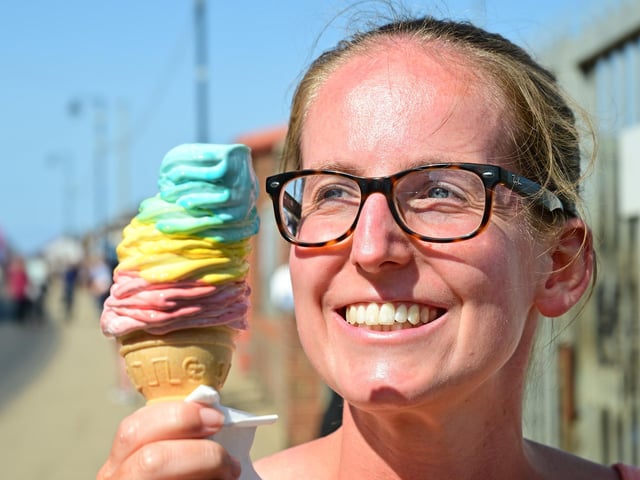 Ice cream on a sunny day is a must pic.