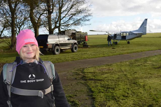 Nat Hansell ready for her sky dive.