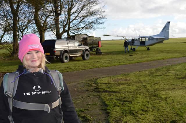 Nat Hansell ready for her sky dive.