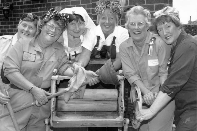 Getting into the VE Day spirit are George Edward Smart Homes staff, from left, Monica Smith, Chrisine Roberts, Linda Marcroft, Pam Bleasdale, Jean Mountain, and Susan Pickles.