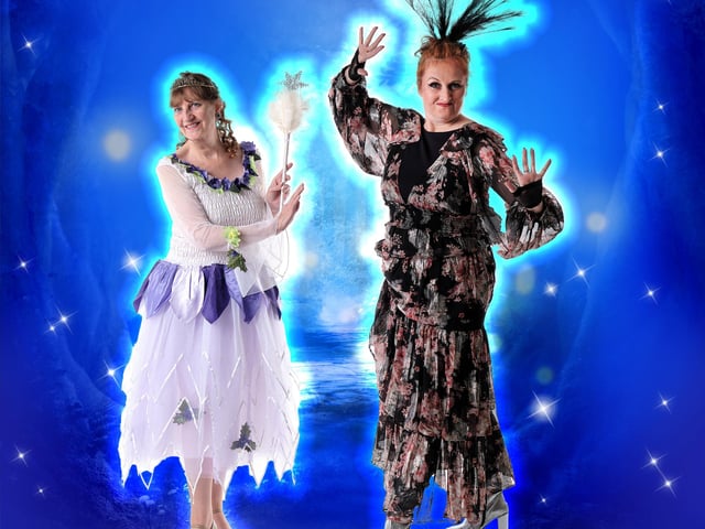 No panto is complete without a fight between good and evil! Bluebell (Denise Murphy) and Nightshade (Suzy Corrigan).
Photography by The Artistic Lens; Digital Design by Si James.