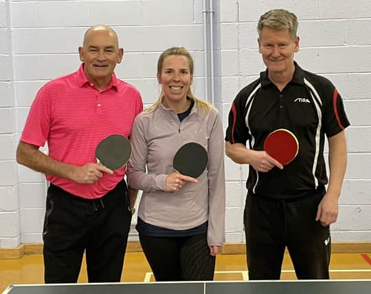 Scarborough Table Tennis League Division One champions Premier Club Eagles, are, from left, Pete Kirk, Naomi Edwards and Ashley Hodgson.