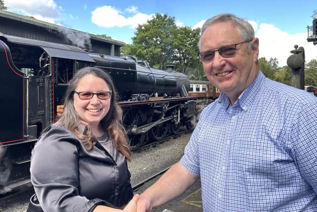 North Yorkshire Moors Railway's new CEO Laura Strangeway, with Jerry Swift.