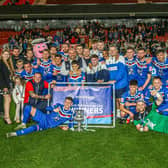 Whitby Town celebrate beating Boro Rangers 5-1 to win the North Riding FA Senior Cup final on Monday at Middlesbrough FC. PHOTO BY BRIAN MURFIELD