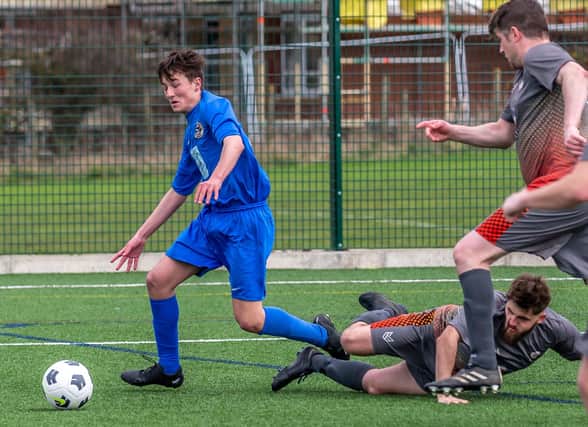The second penalty is awarded to Whitby Fishermen's Society Academy in their Beckett League Division Two clash at home to Amotherby & Swinton Reserves PHOTOS BY BRIAN MURFIELD