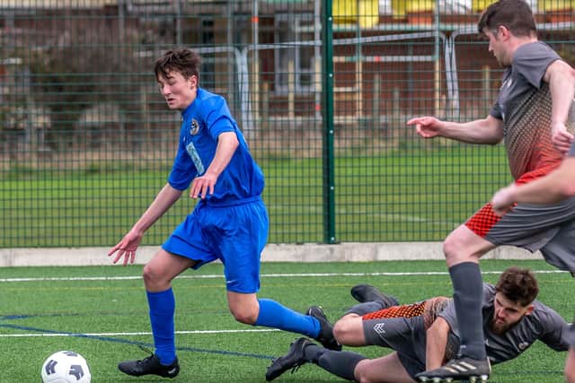 The second penalty is awarded to Whitby Fishermen's Society Academy in their Beckett League Division Two clash at home to Amotherby & Swinton Reserves PHOTOS BY BRIAN MURFIELD