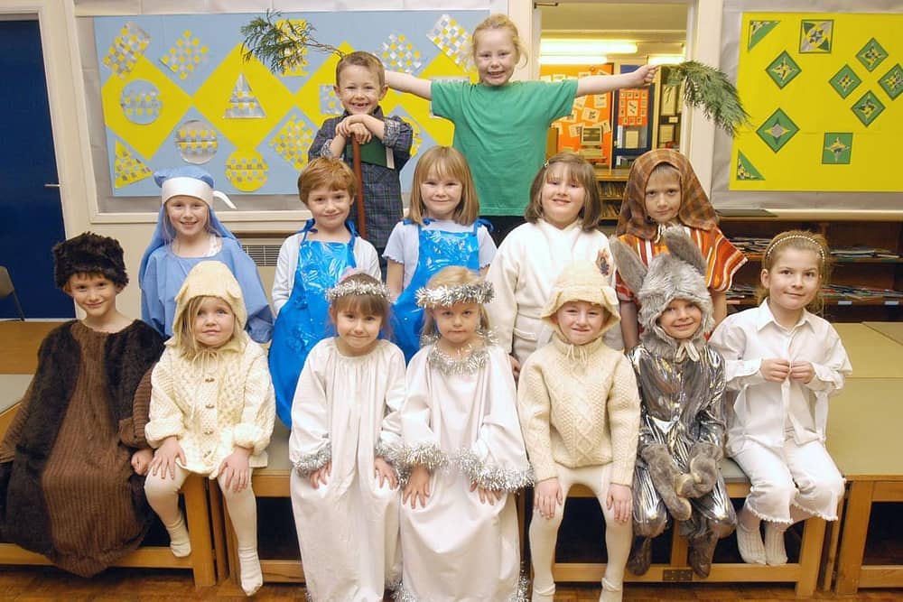 Flamborough School pupils line up during a Christmas play dress rehearsal in 2003. (PA0351-4b)