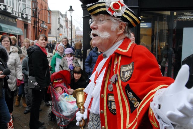 Pancake Day Town Crier Alan Booth announces the big day