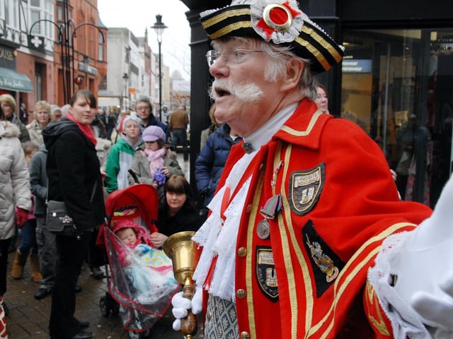 Pancake Day Town Crier Alan Booth announces the big day