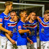 From left, Connor Simpson, Aaron Haswell, Alfie Doherty, Jacob Gratton and Coleby Shepherd celebrates Grattan's first penalty. PHOTO BY BRIAN MURFIELD.