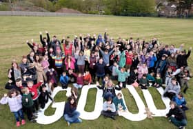 Staff and students at Woodlands Academy celebrate a good Ofsted