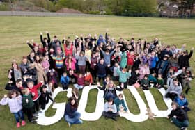 Staff and students at Woodlands Academy celebrate a good Ofsted