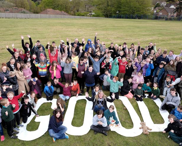 Staff and students at Woodlands Academy celebrate a good Ofsted