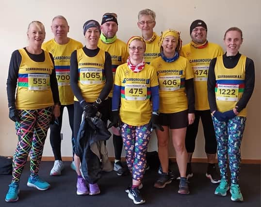 The Scarborough Athletic Club runners line up at the Brass Monkey Half Marathon last weekend