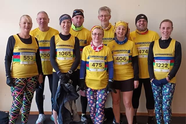 The Scarborough Athletic Club runners line up at the Brass Monkey Half Marathon last weekend