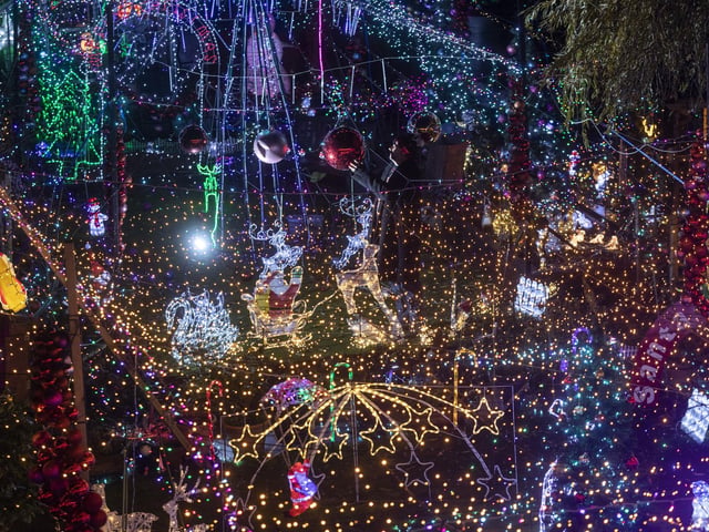 Santa's sleight forms the centrepiece of Nigel Watkinson's winter wonderland.