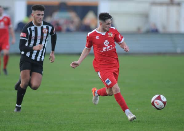 Bridlington Town forward Ali Aydemir in action during the win against North Shields  PHOTOS BY DOM TAYLOR
