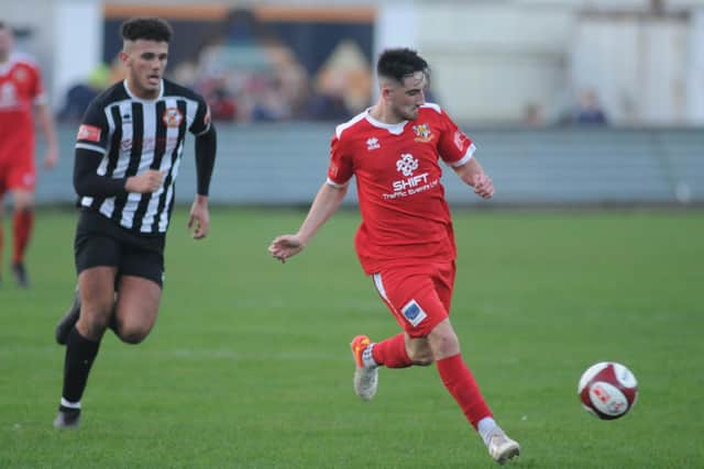 Bridlington Town forward Ali Aydemir in action during the win against North Shields PHOTOS BY DOM TAYLOR