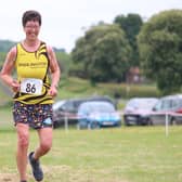 Lyn Gent in action for BRR at the Top of the Wolds race.