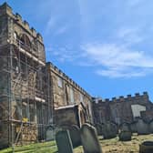 St Mary's Church clock faces have been removed for repair.