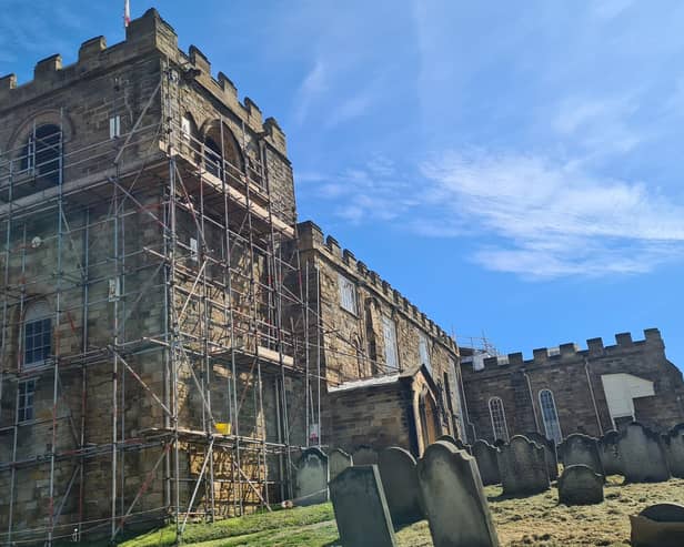 St Mary's Church clock faces have been removed for repair.