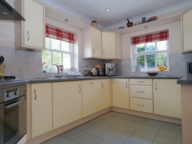 A light and bright kitchen with dual aspect windows.