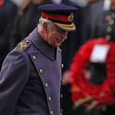 King Charles III during the Remembrance Sunday service at the Cenotaph in London. Picture date: Sunday November 13, 2022.