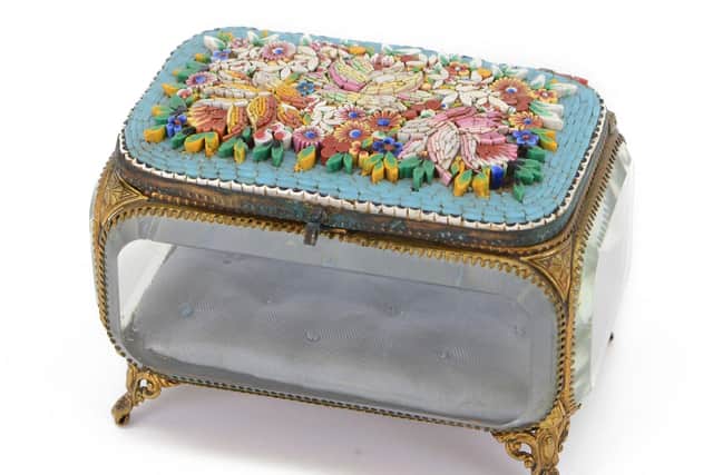 A handmade micro-mosaic jewellery box - one of hundreds of items which were found in a flat in Scunthorpe. Photo: David Duggleby
