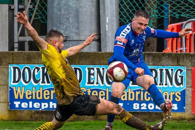 Aaron Haswell in action for Whitby Town.