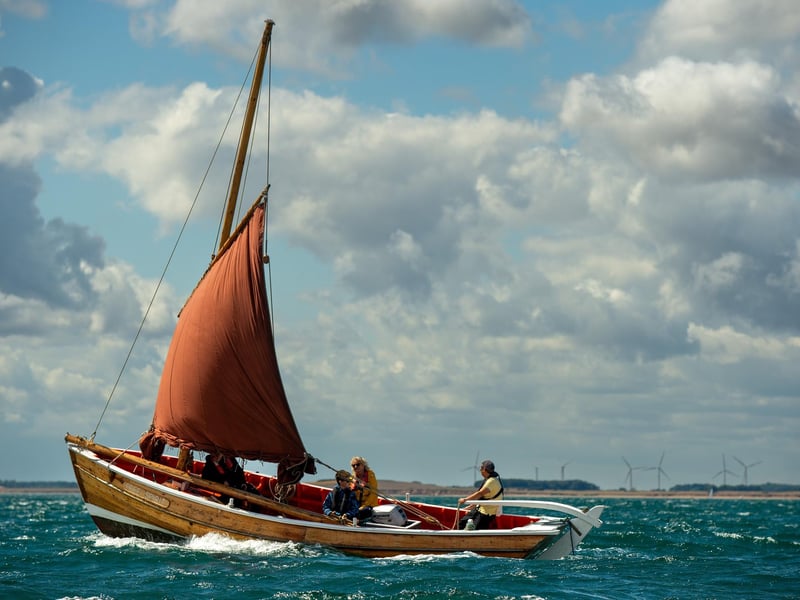 The Free Spirit Coble on the open seas.