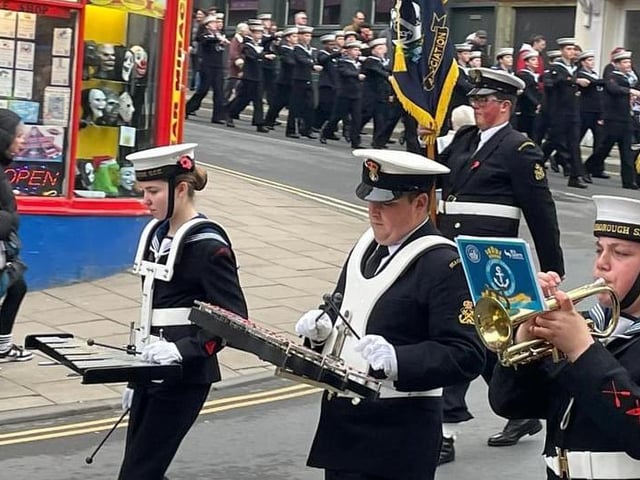 A parade led by Scarborough Sea Cadets.