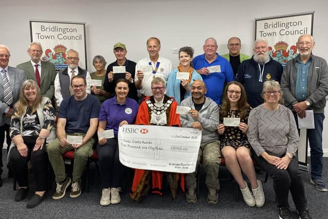 The latest batch of Small Grants recipients are pictured with Bridlington Town Councillors at the presentation.