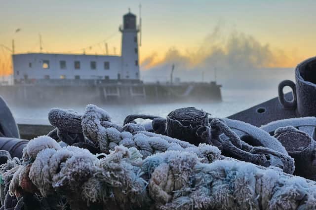 Morning frost near Scarborough lighthouse.
picture: Maaike Karremans