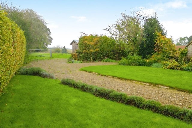 The rear garden with the paddock beyond.