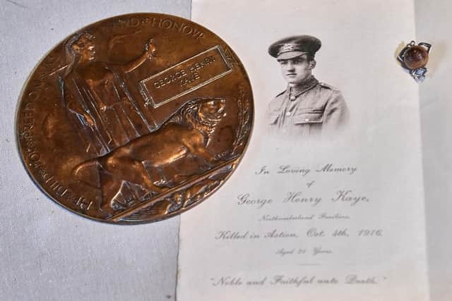 Some of the 1st World War items belonging to Wendy Simms' Great Uncle George Henry Kaye. Image:©Tony Bartholomew/Turnstone Media&PR