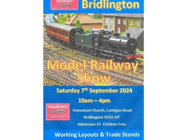 Bridlington Model Railway Show will take place at Emmanuel Church hall, 70 Cardigan Road, Bridlington on September 7 between 10am-4pm.
